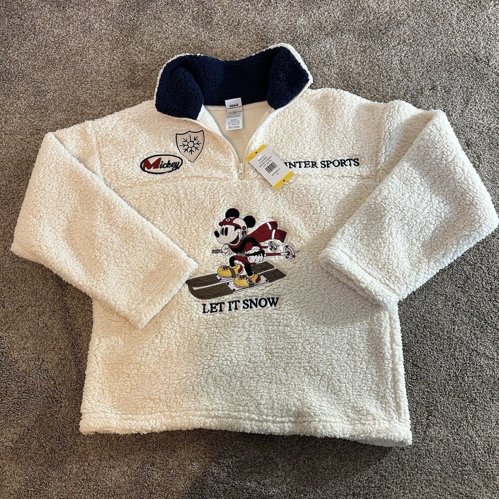 Disney Collections Mickey Mouse Women's M Winter Sherpa Quarter-Zip Pullover
